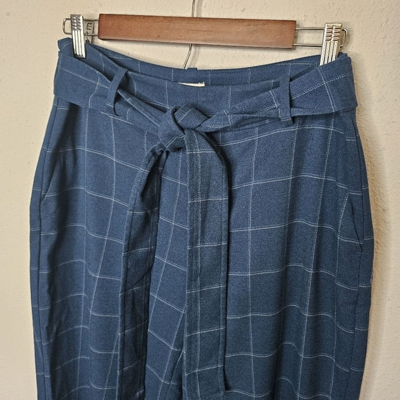 A New Day Womens Plaid Pants Size 6 Blue Plaid Stretch Soft Pockets Career Tie - Picture 2 of 8